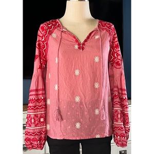 Anthropologie Seen Worn Kept Embroidered Pink Blouse Top 4